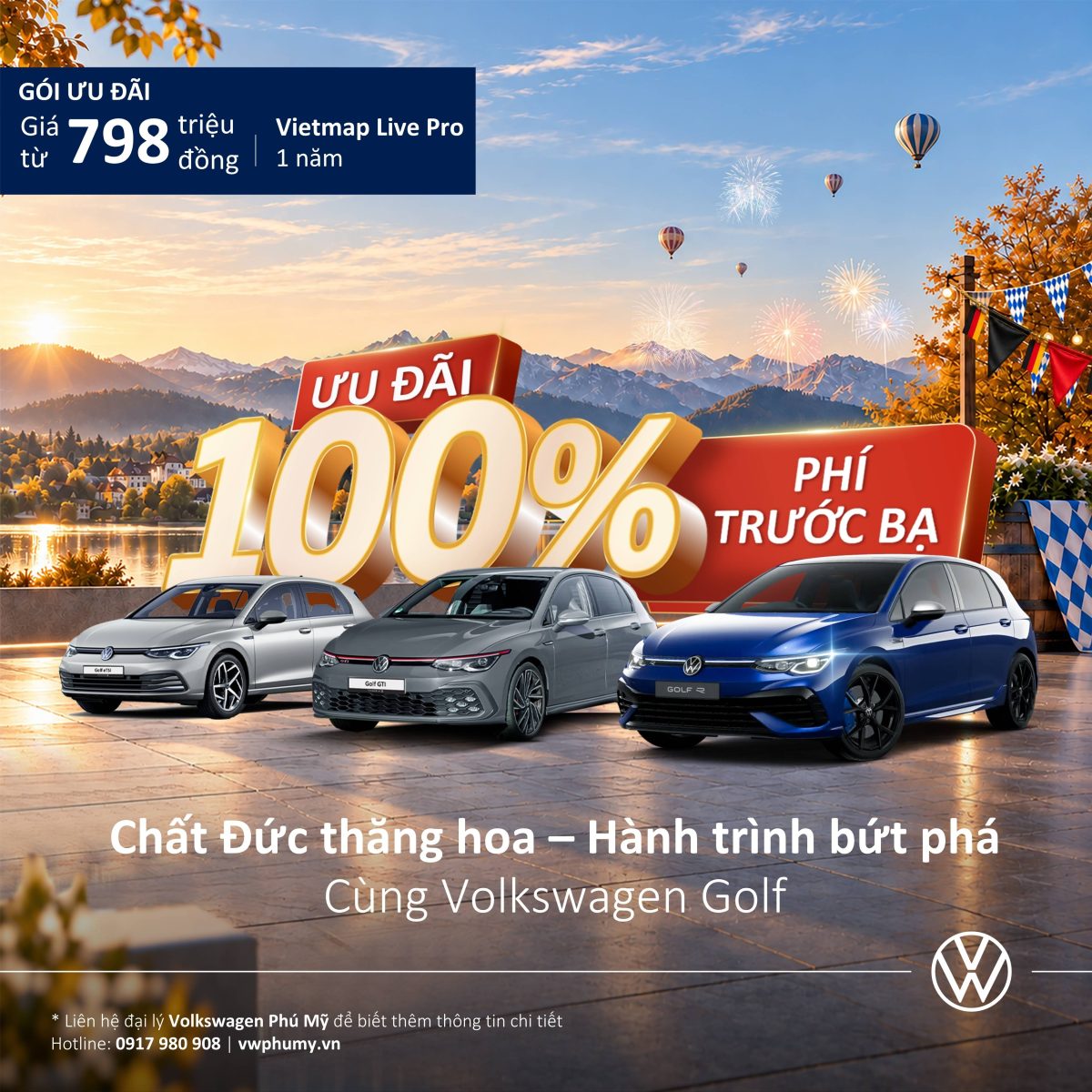 Giá Volkswagen Golf tháng 10/2026 ưu đãi 100% phí trước bạ