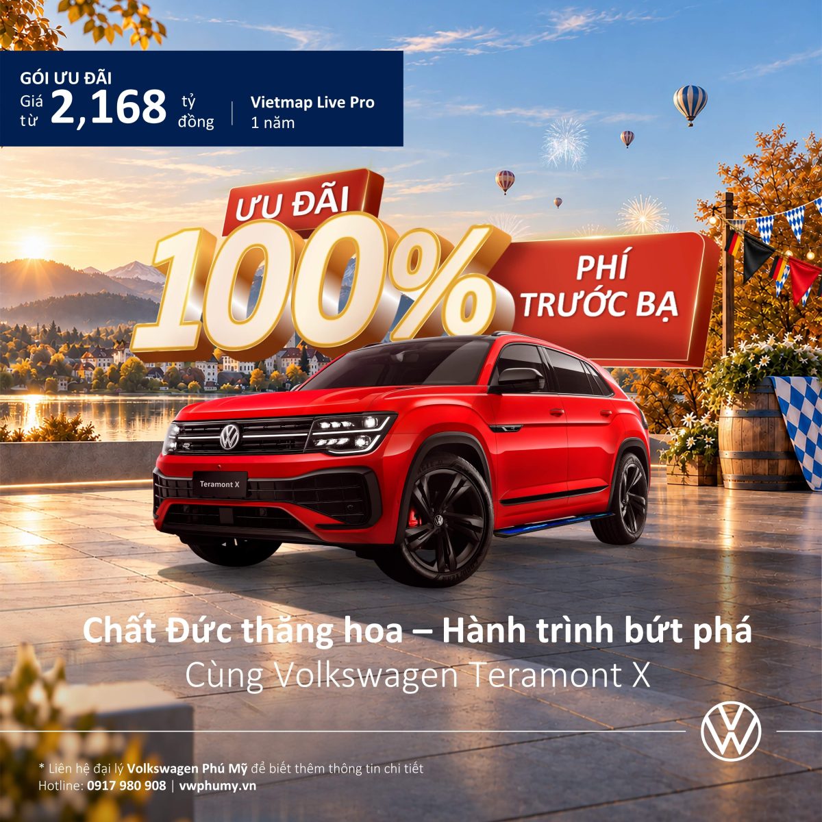 Giá Volkswagen Teramont X tháng 10/2026 ưu đãi 100% phí trước bạ