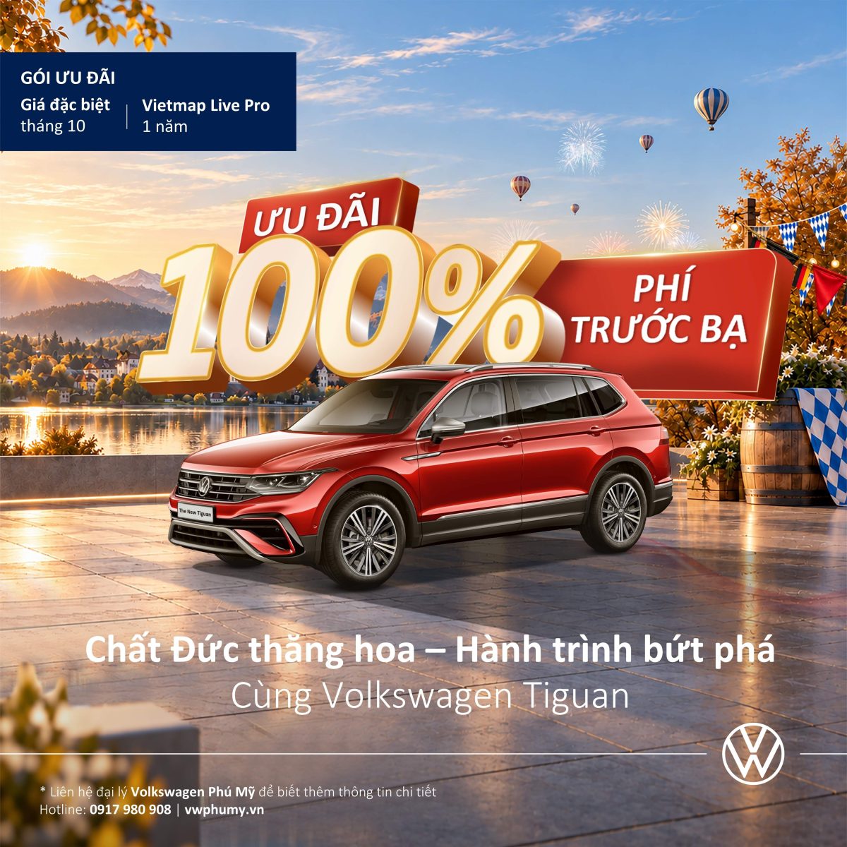 Giá Volkswagen Tiguan tháng 10/2026 ưu đãi 100% phí trước bạ